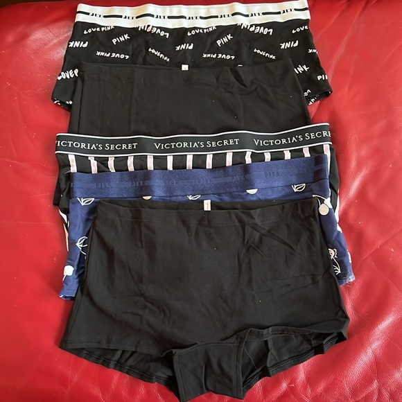 Pink cotton logo Boyshort panties 5 piece size large - Picture 4 of 8